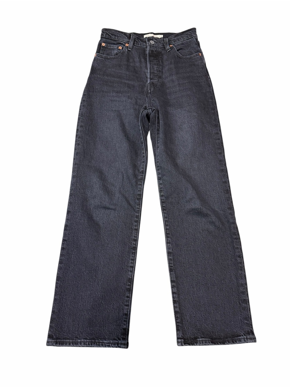 Levi's Premium Ribcage Straight Ankle Jeans | Faded Black | Size 26X27